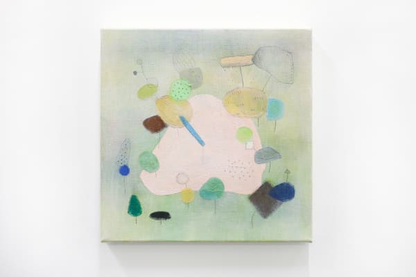 Li Si Rong Cream Stone, 2025 oil on canvas, oil pastel, pencil 300 x 300 mm