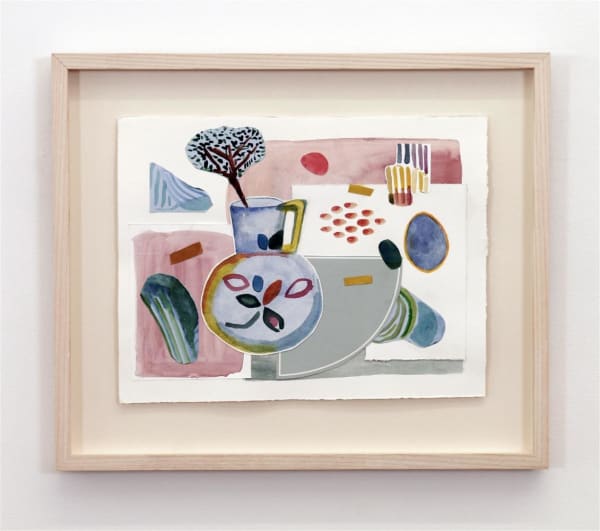 Julia Holderness Dinner setting, Villa Margaux, 2023 Watercolour collage 405 x 480 mm