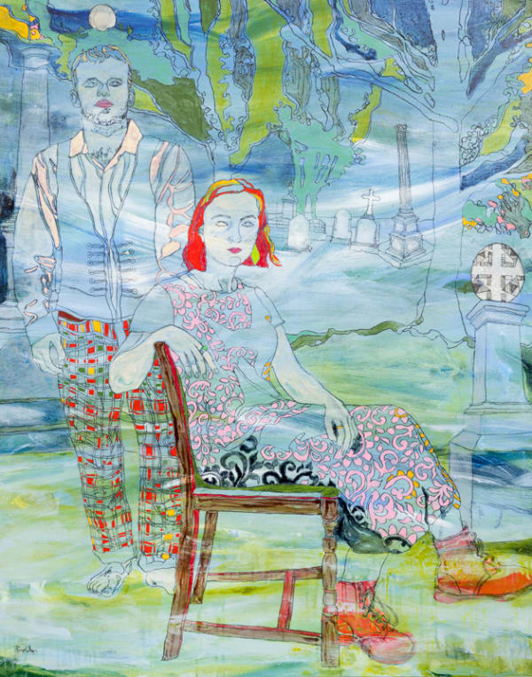 Brendan McGorry Joel, Frances and Symonds Street Cemetery, 2015 acrylic and charcoal on canvas 150.0 x 120.0 cm