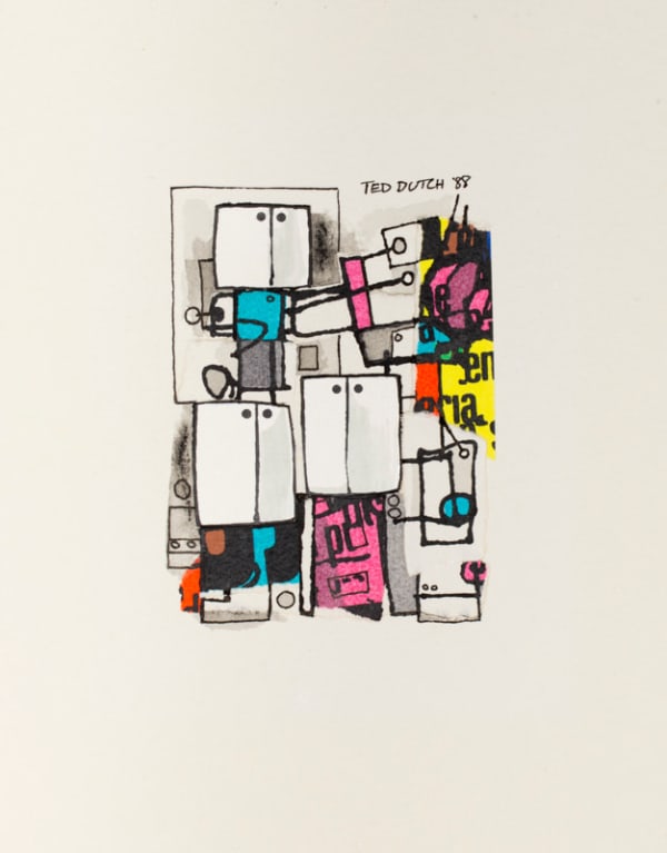 Ted Dutch (1928-2008) Performers Collage VII, 1988 mixed media collage on paper 9.5 x 7.0 cm