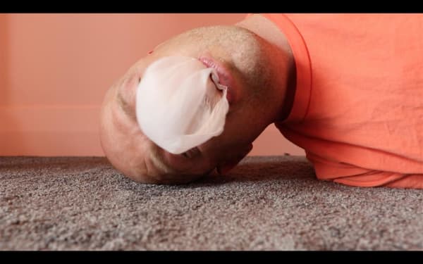 Oliver King That's the thing about bubble gum; You've got to work for it, 2017 HD video 50.0 x 80.0 x 3.0 cm