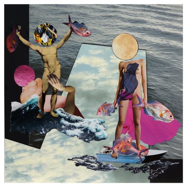 Teresa Hr Lane No fishing No Fucking, 2020 mixed media collage 36.5 x 36.5 cm