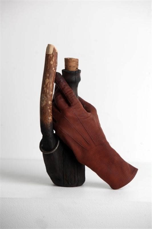Josephine Cachemaille Hamish, 2013 Glove, wood, metal ring, cork, glue, screws 270 x 130 x 190 mm