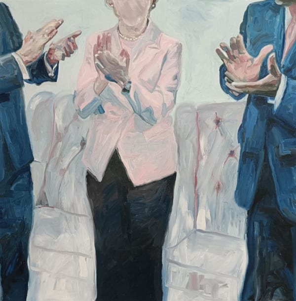 Mike Crawshaw Happy Clappers, 2023 oil on canvas 50.0 x 50.0 cm