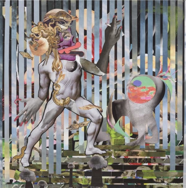 Teresa Hr Lane Godly Extinction, 2019 mixed media collage on board 75.0 x 75.0 cm