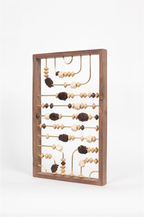 Wanda Gillespie Higher Consciousness Integrating Calculator (with Sheoak) I, 2019 walnut, brass, wooden beads, Sheoak, resin, wax 33.5 x 21.0 x 3.0 cm