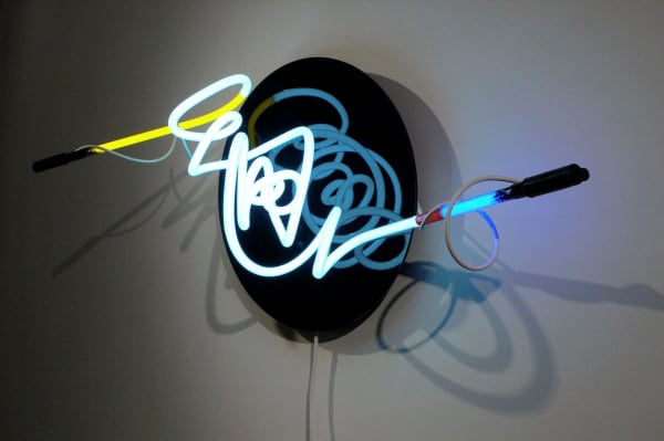 Paul Hartigan Neon Works Mondion, 2010 neon on black tondo 37.0 x 78.0 x 27.0 cm