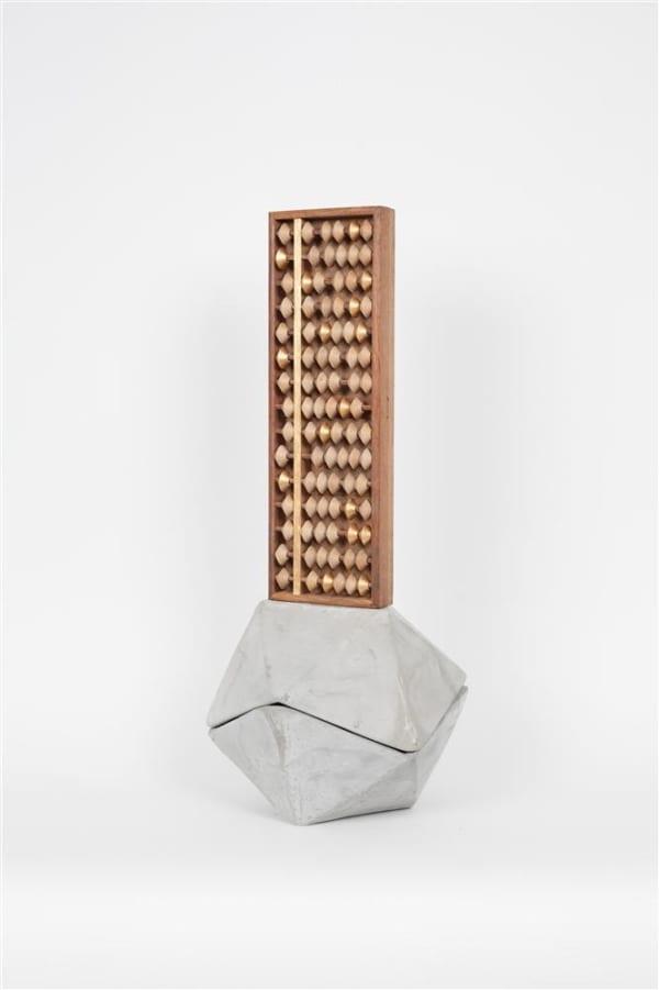 Wanda Gillespie Higher Consciousness Integrating Calculator 5, 2017 abacus, paint, concrete 50.0 x 21.0 x 21.0 cm