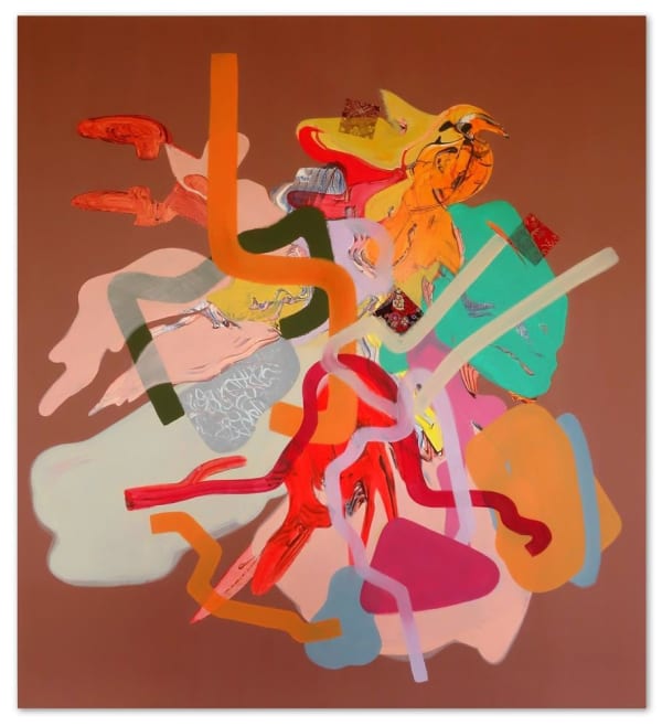 Rozana Lee Cinnamon and Orange, 2017 acrylic and fabrics on canvas 110.0 x 120.0 cm