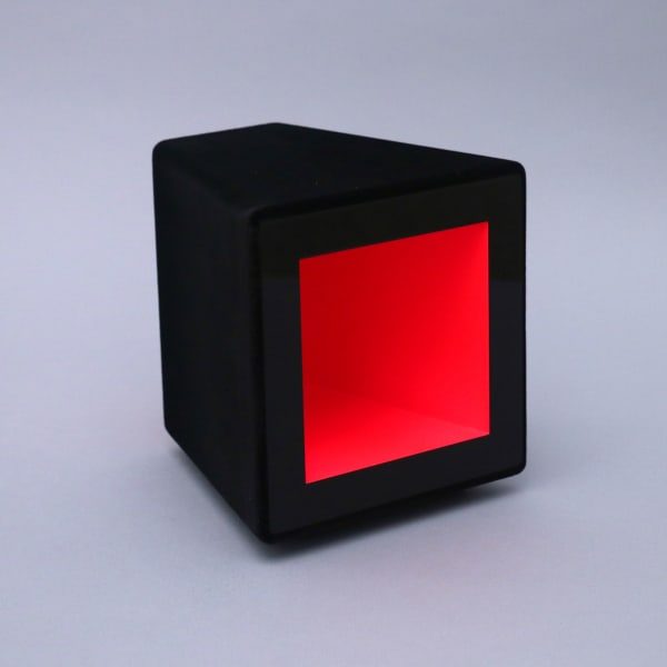 Karyn Taylor Open Wedge, 2024 Flock, flourescent paint, automotive paint, mdf, edition 2 of 3 220 x 220 x 220mm