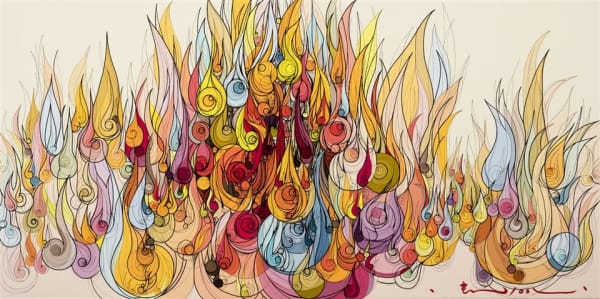 Shintaro & Yoshiko Nakahara Aflame, 2015 ink and acrylic on canvas 76.0 x 152.0 cm