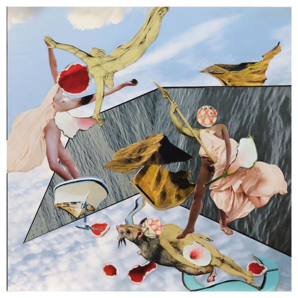 Teresa Hr Lane Heat Of The Hunt, 2020 mixed media collage 36.5 x 36.5 cm