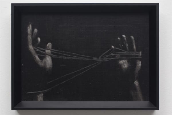 Josephine Cachemaille String Trick 1, 2011 Oil and gesso on board 230 x 315 mm