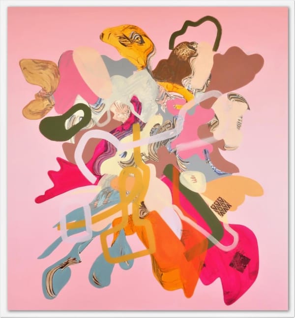 Rozana Lee Fuschia, 2017 acrylic and fabrics on canvas 110.0 x 120.0 cm