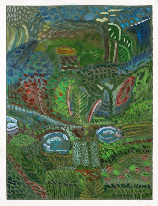 Julia Holderness Garden at Loxley, 2022 Watercolour and gouache on painted paper 400 x 480 mm framed