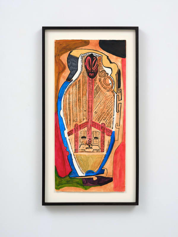 Wi Taepa Puketeraki Series II - II, 2024 Ink and kokowai on cotton rag, framed, unique 1/1 edition, signed by artist 445mm x 825mm Edition of 1