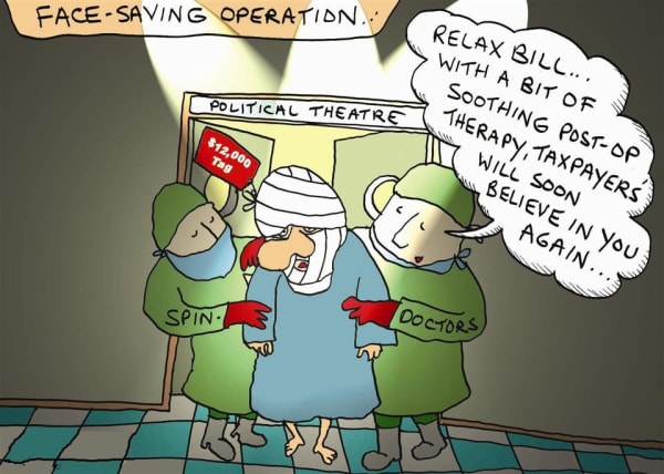 Peter Bromhead, Saving Face the Bill English Way, 2009