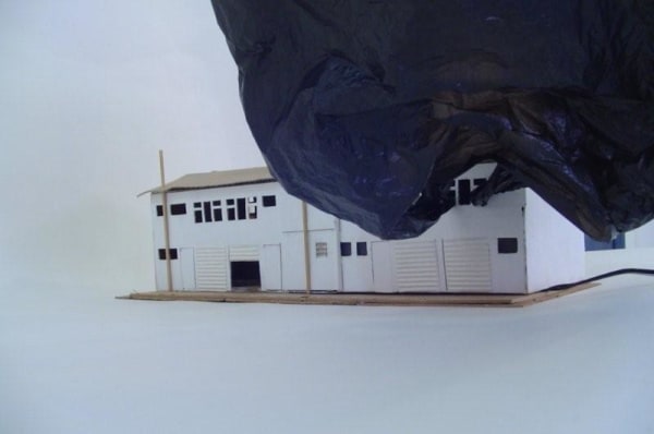 Josephine Cachemaille Untitled (flats with smoke), 2011 Mixed media 140 x 380 x 220 mm