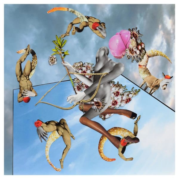 Teresa Hr Lane Love The Hunt, 2020 mixed media collage 36.5 x 36.5 cm
