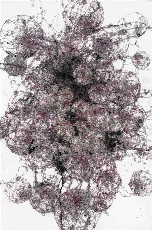 Yoshiko Nakahara Red Strings, 2013 Ink on card 75.5 x 50.0 cm