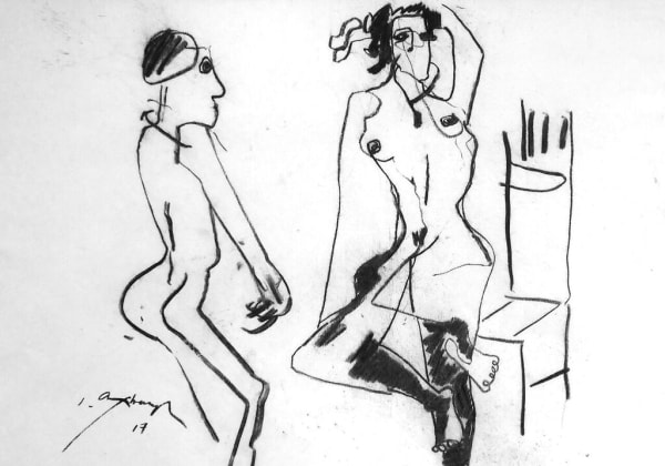 John Oxborough Two Figures, 2017 charcoal on paper 42.0 x 58.0 cm