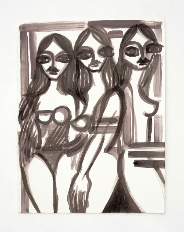 Natasha Wright Main Character IV, 2025 Oil and ink on paper, framed 280 x 381 mm