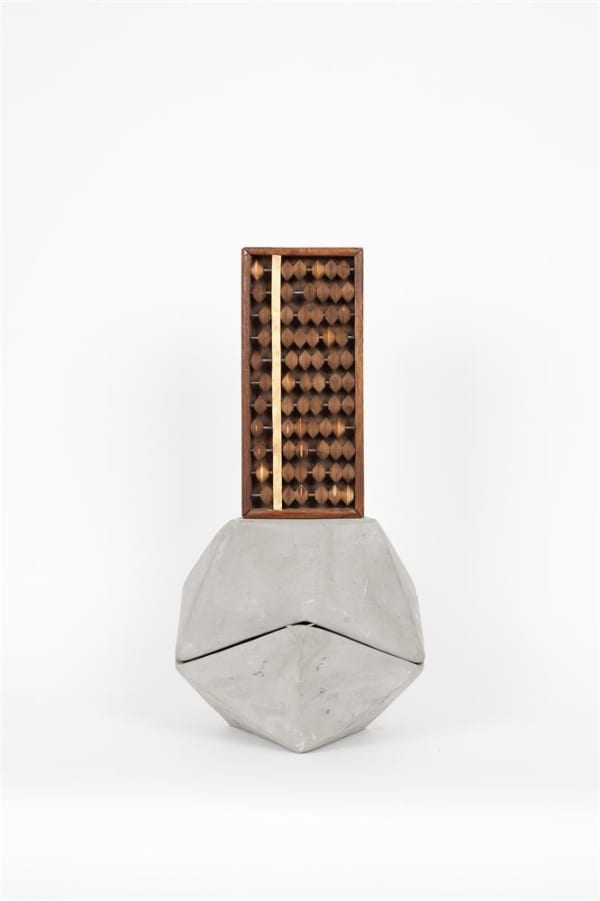 Wanda Gillespie Higher Consciousness Integrating Calculator 6, 2017 abacus, paint, concrete 21.0 x 21.0 x 39.0 cm