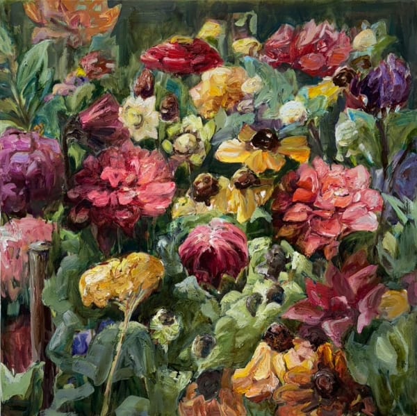 Katherine Throne Two’s Company, Three’s a Crowd, 2024 oil on canvas 750 x 750 mm