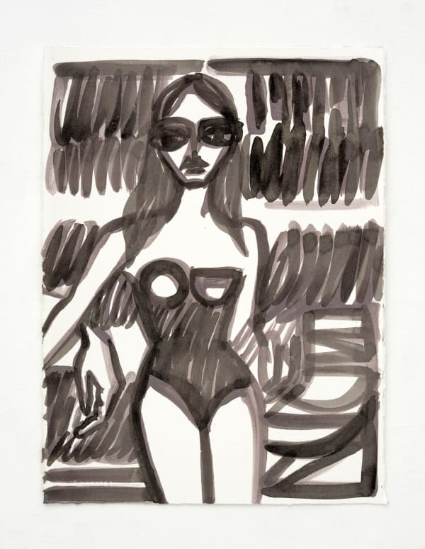 Natasha Wright Main Character II, 2025 Oil and ink on paper, framed 280 x 381 mm