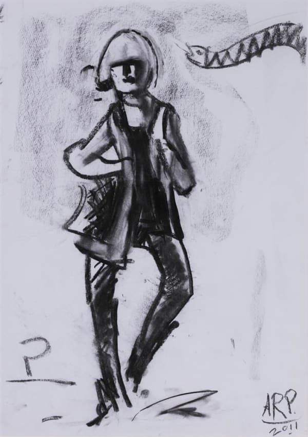 Alan Pearson Waiting Game 6, 2012 charcoal on paper 580 x 410 mm
