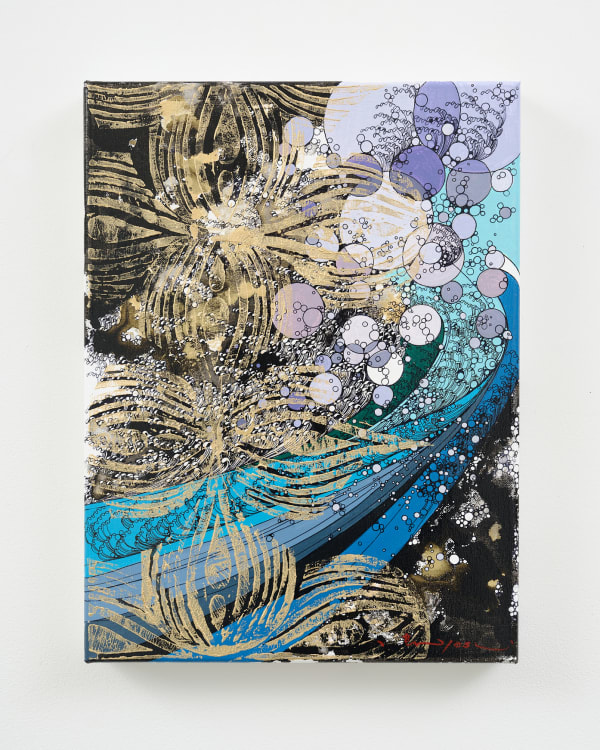 Shintaro & Yoshiko Nakahara Around the clock, 2024 ink and acrylic on canvas 400mm x 300mm