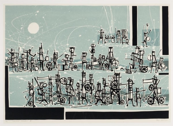Ted Dutch (1928-2008) Waiting Figures II, 1967 Handmade Screenprint 45.0 x 65.0 cm