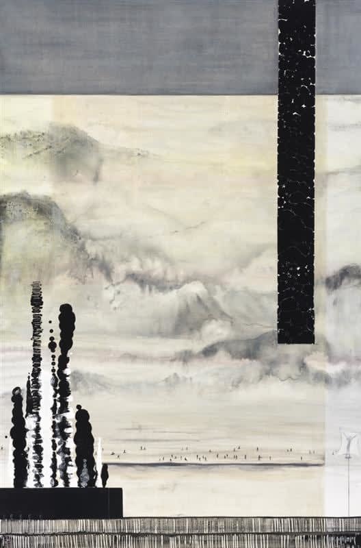 Linda Holloway Day One, 2014 Ink, acrylic, oil and charcoal on wood 120.0 x 80.0 cm