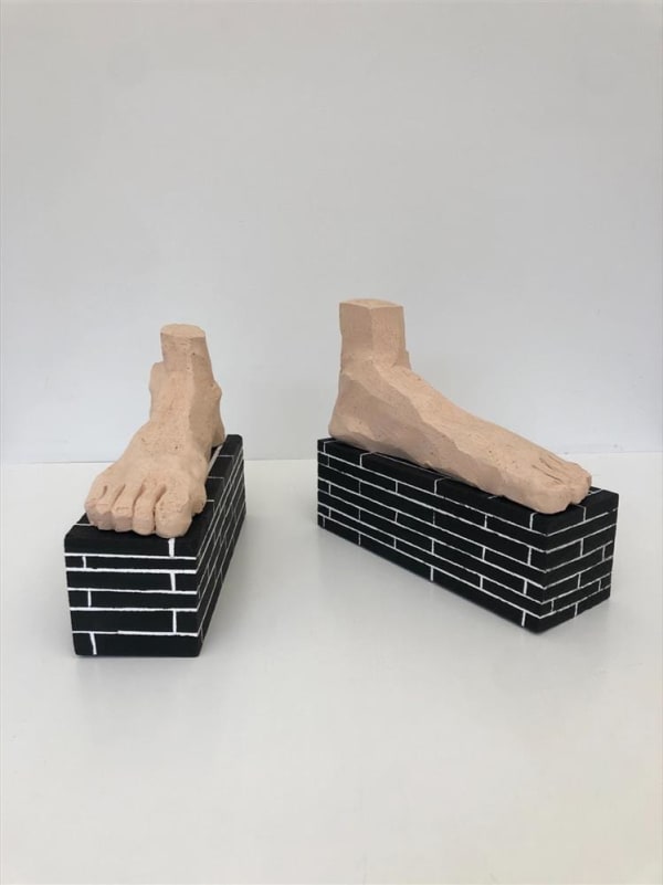 Josephine Cachemaille Exams, 2020 clay, acrylic on wood 300 x 250 x 95 mm