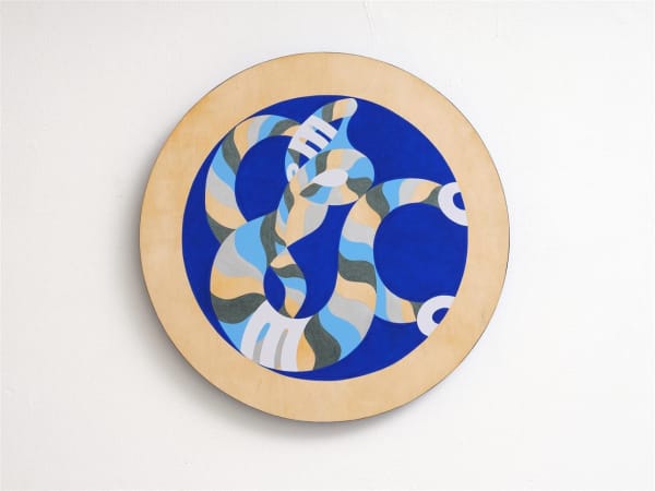 Maia Keane Nga Mata o te Ariki Tawhirimatea, 2022 acrylic on wood panel and birchwood 40.0 x 40.0 cm