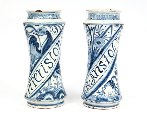 Par de canudos de farmácia para Pimenta Indiana e Aristolochia , Lisboa, 1620–1640