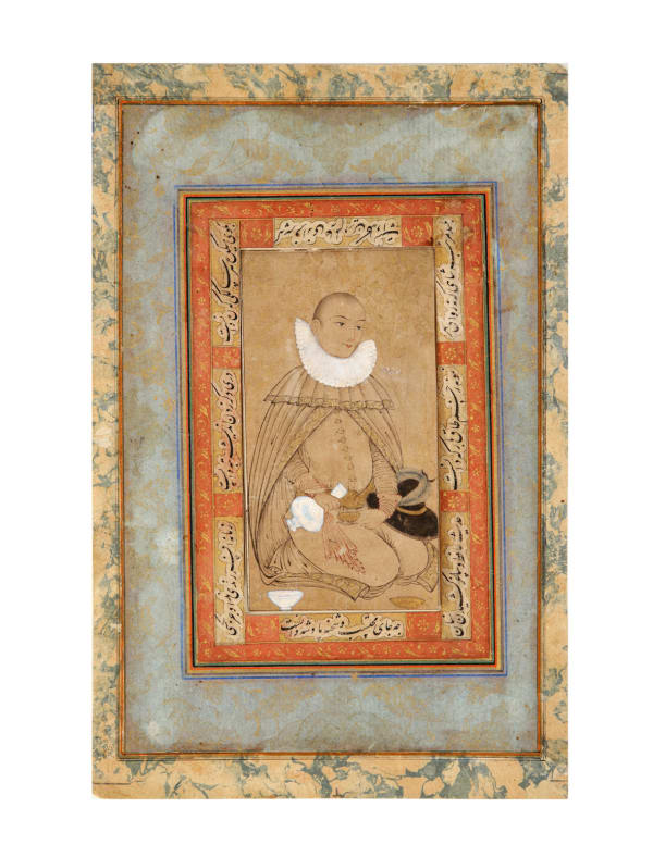 "Jovem Português derramando vinho" , Índia mogol, c. 1590-1610