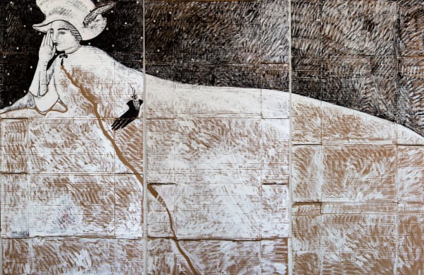 Sofia Cacciapaglia (Italy), Affresco su Cartone: Figure con mantello, 2019