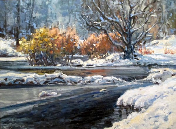 Suzie Hyer, Autumn Snow on Bear Creek