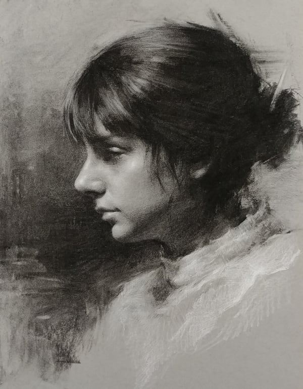 Sookyi Lee, White Gown Profile Hair Clipped Up