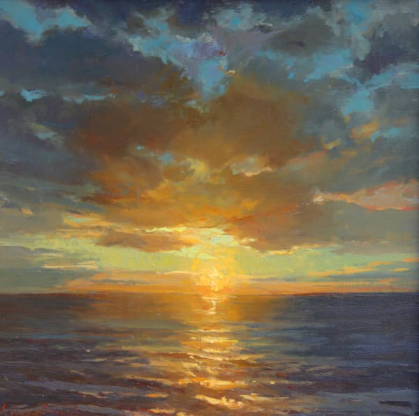 Private Collection 2025 Susan Diehl "Evening's Golden Glow" Oil 10"x10"