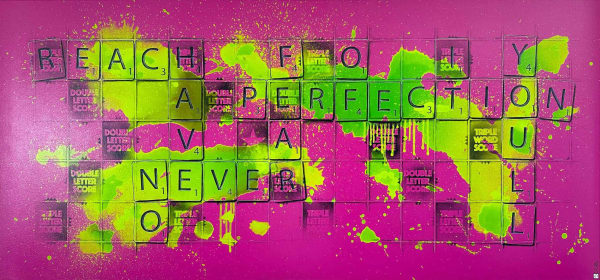PERFECTION #1 Acrylic, mixed media on canvas (1 of 1) 95 x 209 x 4 cm 37 3/8 x 82 1/4 x 1 5/8 in Series: Don't Quote Me
