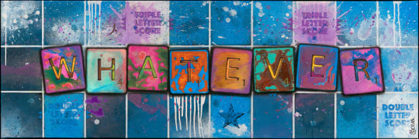 WHATEVER #1 Acrylic, mixed media on canvas (1 of 1) 81 x 150 x 4 cm 31 7/8 x 59 x 1 5/8 in Series: Scrabl