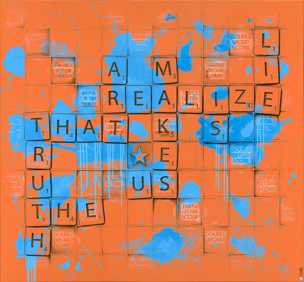 TRUTH #1 Acrylic, mixed media on canvas (1 of 1) 147 x 137 x 4 cm 57 7/8 x 54 x 1 5/8 in Series: Don't Quote Me