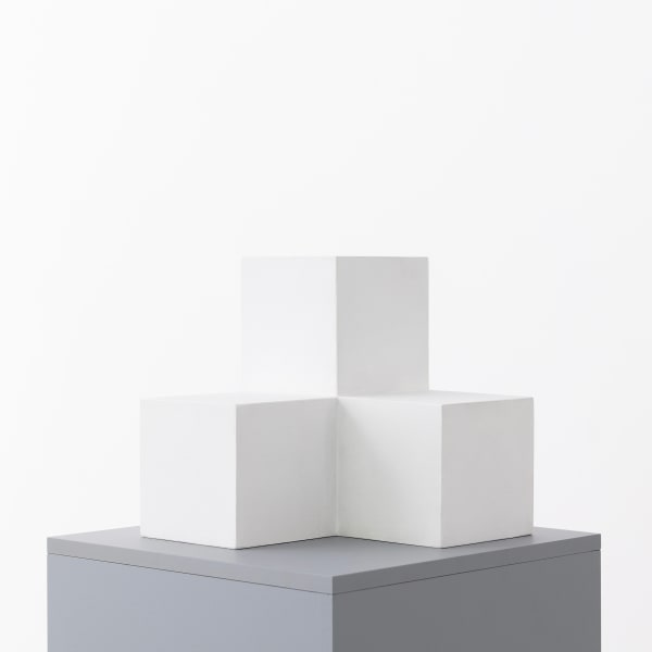 Jacky Redgate UNFOLDING SOLIDS - Four-fold figure - Part of an unfolded Hypercube, 2022 birch plywood, gesso paint, steel 28 x 28 x 28 cm Edition of 3 plus 2 AP