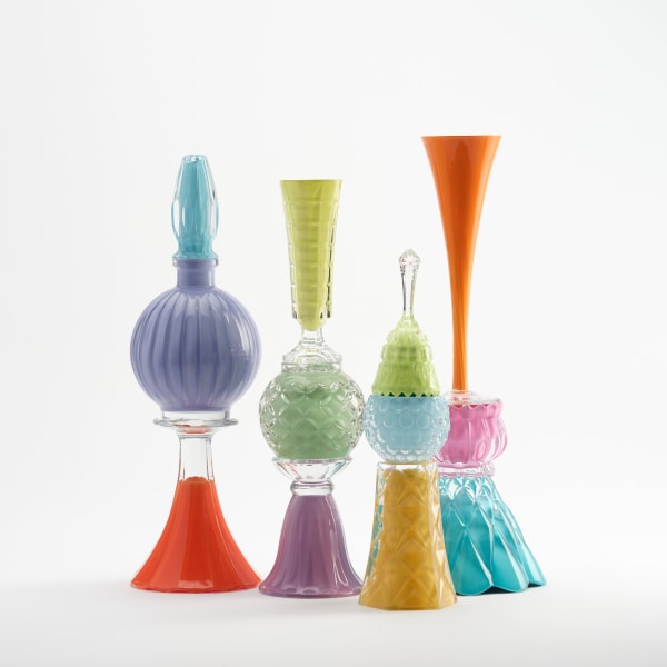 Edward Waring Tangled Up In Blue, 2023 vintage crystal and glass, epoxy adhesive, acrylic paint, hard acrylic extender Dimensions variable