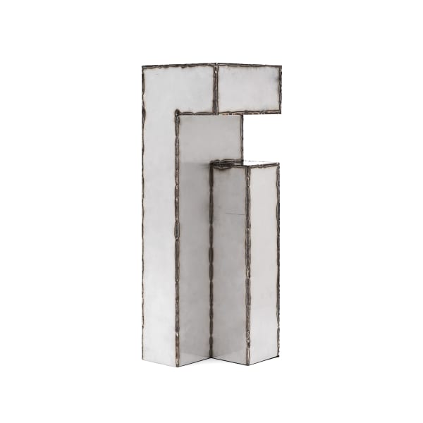 Studio Don Cameron Bloc Floor Lamp 01 Raw, 2022 stainless steel with mill finish retaining full fabrication patina, LED 60 x 20 x 20 cm