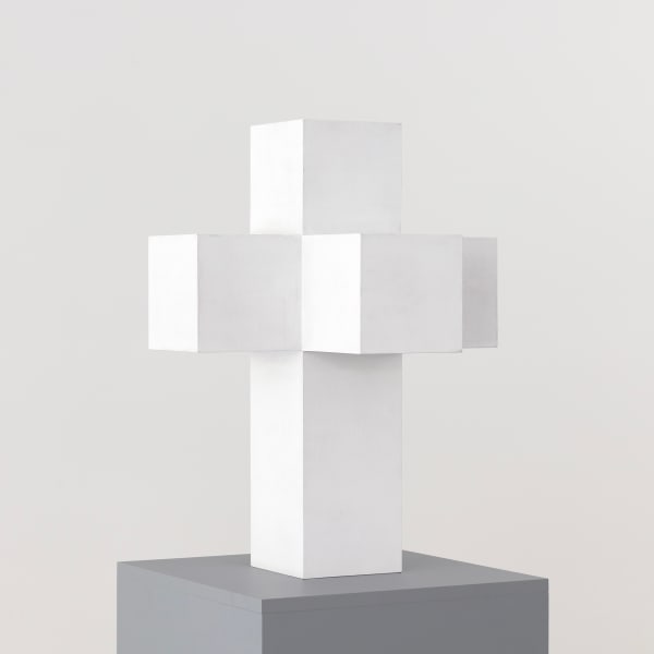 Jacky Redgate UNFOLDING SOLIDS - Four-fold figure - Unfolded Hypercube, 2022 birch plywood, gesso paint, steel 56 x 42 x 42 cm Edition of 3 plus 2 AP