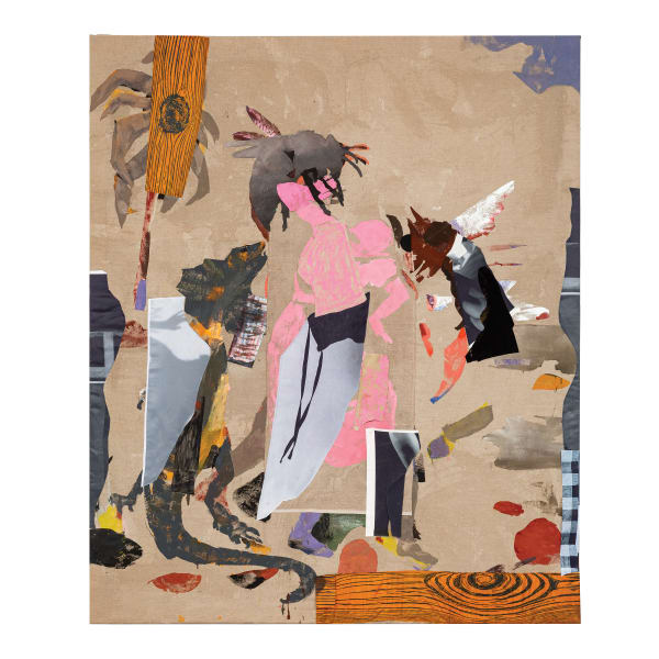 Sally Smart Flaubert’s Puppets #1, 2024 synthetic polymer paint, rabbit skin glue and collage elements on linen 240 x 200 cm