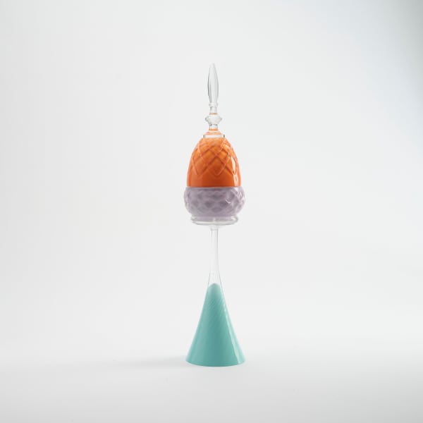 Edward Waring Red Streamliner, 2023 vintage crystal and glass, epoxy adhesive, acrylic paint, hard acrylic extender 46 x 10 cm